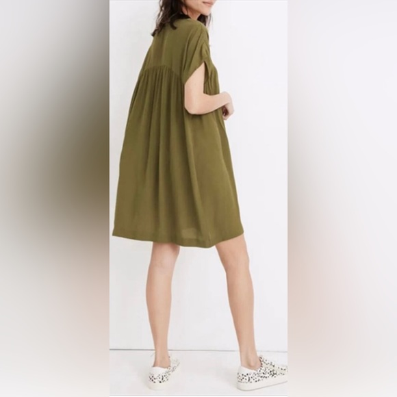 Madewell Shirred Dolman Sleeve Knee Length Easy Dress in Desert Moss ZP1 - Picture 5 of 7